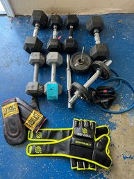 Dumbbells, Sanabul MMA Gloves, Everlast Protective Gloves, SPRI Handled Resistance Band