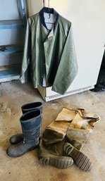 R0 Raincoat And Rubber Fishing Waders Boots