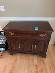 Wood Buffet Side Table  34in X 40in X 21in. Opened Up 60in