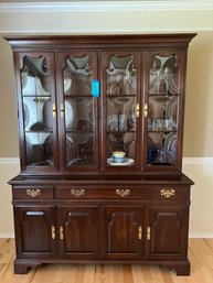 China Hutch. Built In Lighting Glass And Wood Shelves  6ft 8in X 5ft X 20in