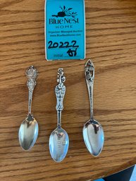 Rm5 Stamped Sterling Collectors Spoons. Pomona CA, Yellowstone, Nevada