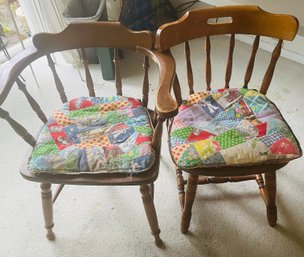 Rm4 Two Mismatched Wood Chairs With Homemade Cushions