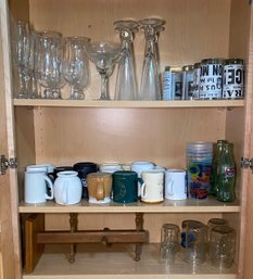A4 Lot Cups To Include Cocktail Glasses, Mugs, Plastic Cups, Glass Coca Cola Bottles, Mug Tree And Others