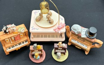 R5 Pelman Cats On Piano Music Box, Vintage Peter Fagan Collectable Three Cats Singing On Piano, Vintage Piano