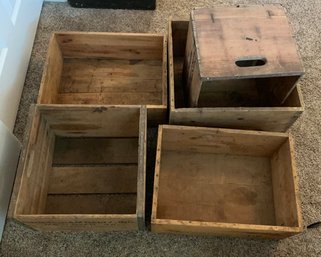 R2 Five Vintage Wooden Dairy And Seed Crates