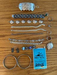Rm5 Silver Stamped Jewelry And Unstamped Silver Colored. Bracelets, Rings Hair Clasp