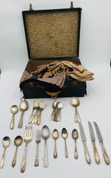 R2 Mismatched Silverware Including Silver Plate And A Few Stainless Pieces As Well As A Carrying Case