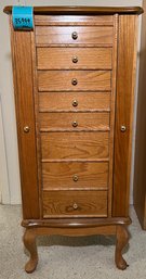 R8 JcPenney Oak Jewelry Armoire - Contents NOT Included - Measures Approx 3ft 4.5in X 1ft 6in X 1ft 3in