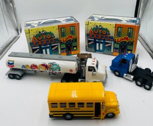 R2 Collection Of Chevron Cars, Gasoline Trucks, Big Rig, And School Bus