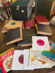 Books Filled With Records, Loose Records. And A Record Carrying Case