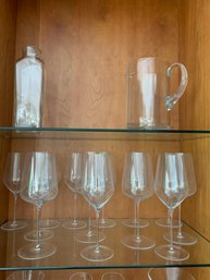 Wineglasses, Metal Pitcher, Glass Pitcher, Decorative Metal Serving Bowl, Bowl And Plate Set