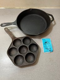 Lodge Cast Iron 10in Skillet, Jotul Aebleskiver Pan Cast Iron 8in