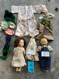 Rm00 Antique Dolls And A Few Pieces Of Doll Clothes