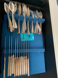 Chantaco Silver Plated Cutlery By Puiforcat With Cutlery Holder, Forks, Spoons, Knives.