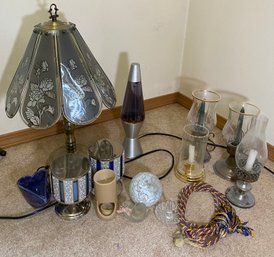 R9 Decorative Lot To Include A Vintage Three Setting Tapping Lamp In Victorian Style, Votives, Candles