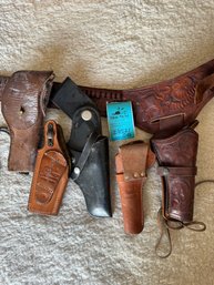 R6 Western Tooled Leather Gun Holster Made In Mexico,  Vintage Leather Gun Holsters Like Jay-Pee, Safariland,