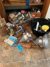 Canning Equipment And Various Jars