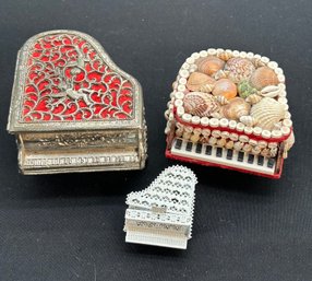 R5 Vintage Rare Phil Papel Imports Japan Grand Piano Angel Jewelry Music Box, Vintage Novelty Shell Piano, And