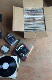 RM0 Box Of Records 4 With Scotch Magnetic Tape And Loose Records Of Varying Artists And Titles