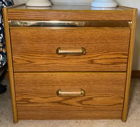 R8 Two Drawer Side Table Dresser With Gold Accents 1 Of 2