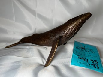 R1 S. Nelles 1986 Signed Solid Bronze Whale Sculpture