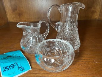 R1 Cut Glass And Crystal Small Pitchers And Bowl