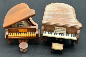 R5 Vintage Sankyo Wooden Music Box And Wooden Piano Box With A Set Of Hidden Coasters