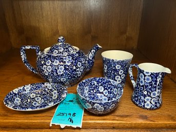 R0 Calico Pattern Teapot And Small Made In England Pieces