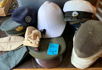 Assorted Hats, WWII Army Hat, Pith Hat Made In Vietnam, Norwegian Navy Hat, Luftwaff NCO Visor Cap