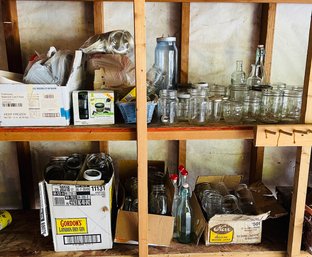 R0 Huge Assortment Of Canning Jars And Lids Assortment Of Sizes, Glass Bottles