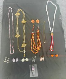 R3 Collection Of Costume Jewelry Including Necklaces, Earring Including Clip On And A Pin