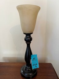 R1 Torch Style Lamp. Glass Shade, Metal Base, Switch On Cord