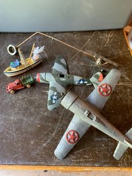Vintage Wind Up Toys, Wooden Figurines, Vintage Airplane Toys, Metal Toy Cars,  Wind Up Texaco Car