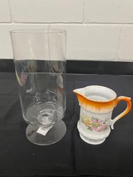 R4 Vintage Bavaria Pitcher, Tall Footed Glass Vase