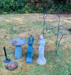 R00 Garden Yard Art Decor Birdbaths, Statues, Trellis Metal