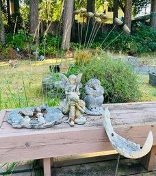 R00 Garden Art Statues Bird Bath Fairies Buddha Crow