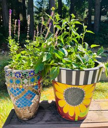 R00 Mosaic Tile Flower Pot And Dandelion Flower Pot