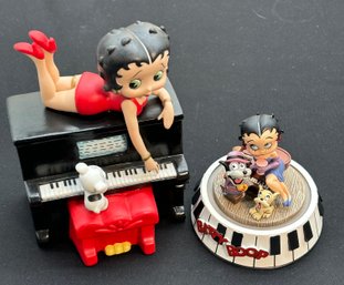 R5 1997 Betty Boop San Francisco Music Box Betty And Pudge Playing Piano And Betty Boop Bourbon Street Hand Pa