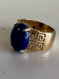 Rm1  Marked 14k Hong Kong Ring With Blue Stone