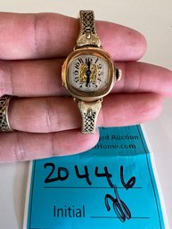 Rm1 Antique Ladies Watch Marked 14k And Swiss. Back Opens.  Gold Colored