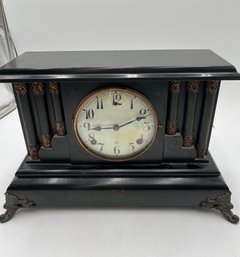 Decorative Footed Wooden Mantle Clock