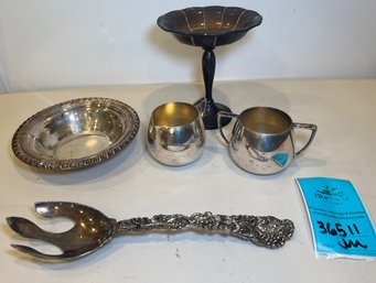 R2 Silver Plate Sugar And Creamer Bowls, Serving Utensil, Bowl, And Compote Bowl