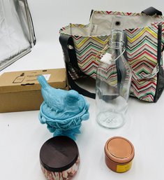 Twelve Pack Empty Amber Glass Spray Bottles, Tommy Bahama Candle, Blue Bird Jar, Glass Bottle, Thirty-one Bag