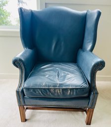 R10 Knob Creek Blue Leather Lounge Chair