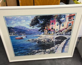 Two Pieces Of Art: Doug Brega Lighthouse Series Artwork, Howard Brehrens Framed Artwork