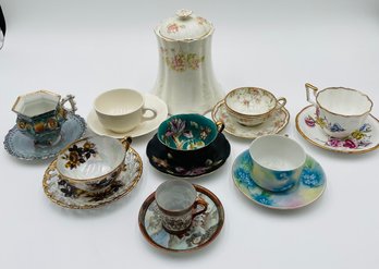 R6 Tea Canister And Collection Of Teacups And Saucers