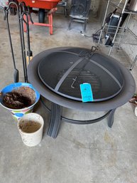 Rm0 Fire Pit, Two Flower Pots, Fireplace Tools