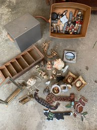 Vintage Figurines, Wood Rack, Lamp Parts, Frames