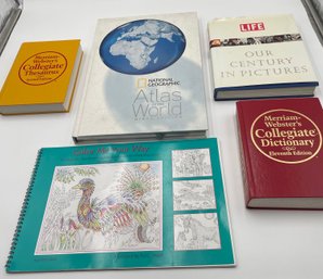 R6 Books: Atlas Of The World, Life  Our Century In Pictures, Dictionary, Thesaurus, Color Me Your Way