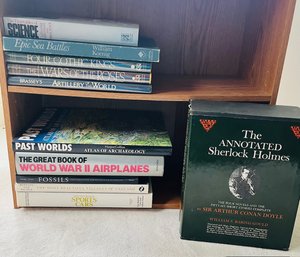 R10 Lot Of Oversize Books Sherlock Holmes Set, World War II Airplanes, Sports Cars, Fossils, Sea Battles